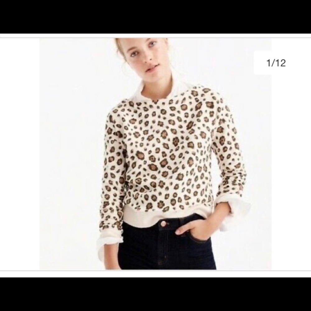 J. Crew boat neck leopard sweater EUC size Medium